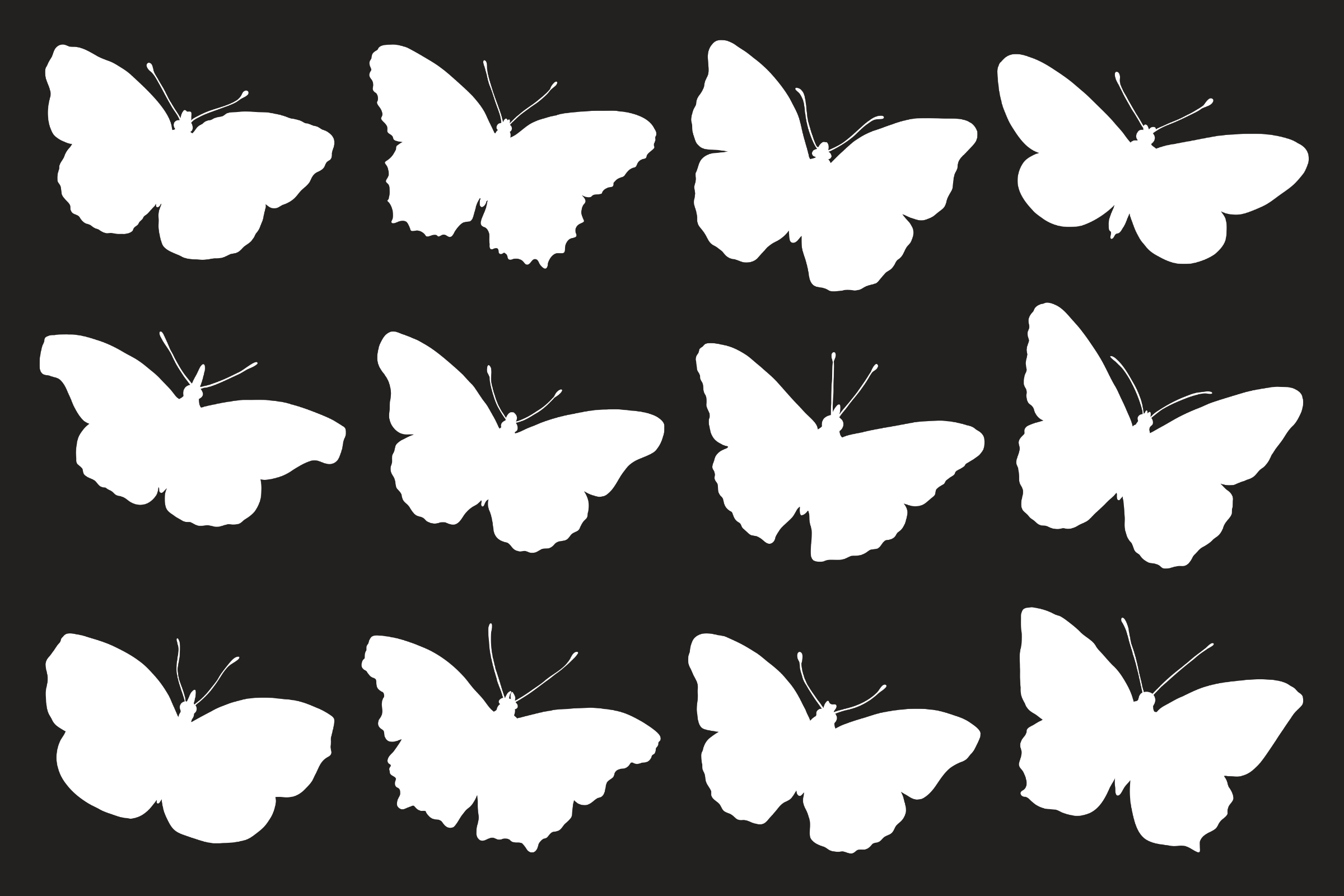 Open Wing Butterfly Silhouettes (1/3)