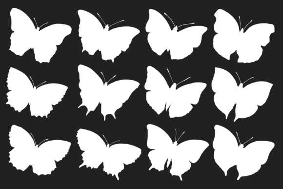 Open Wing Butterfly Silhouettes (2/3)