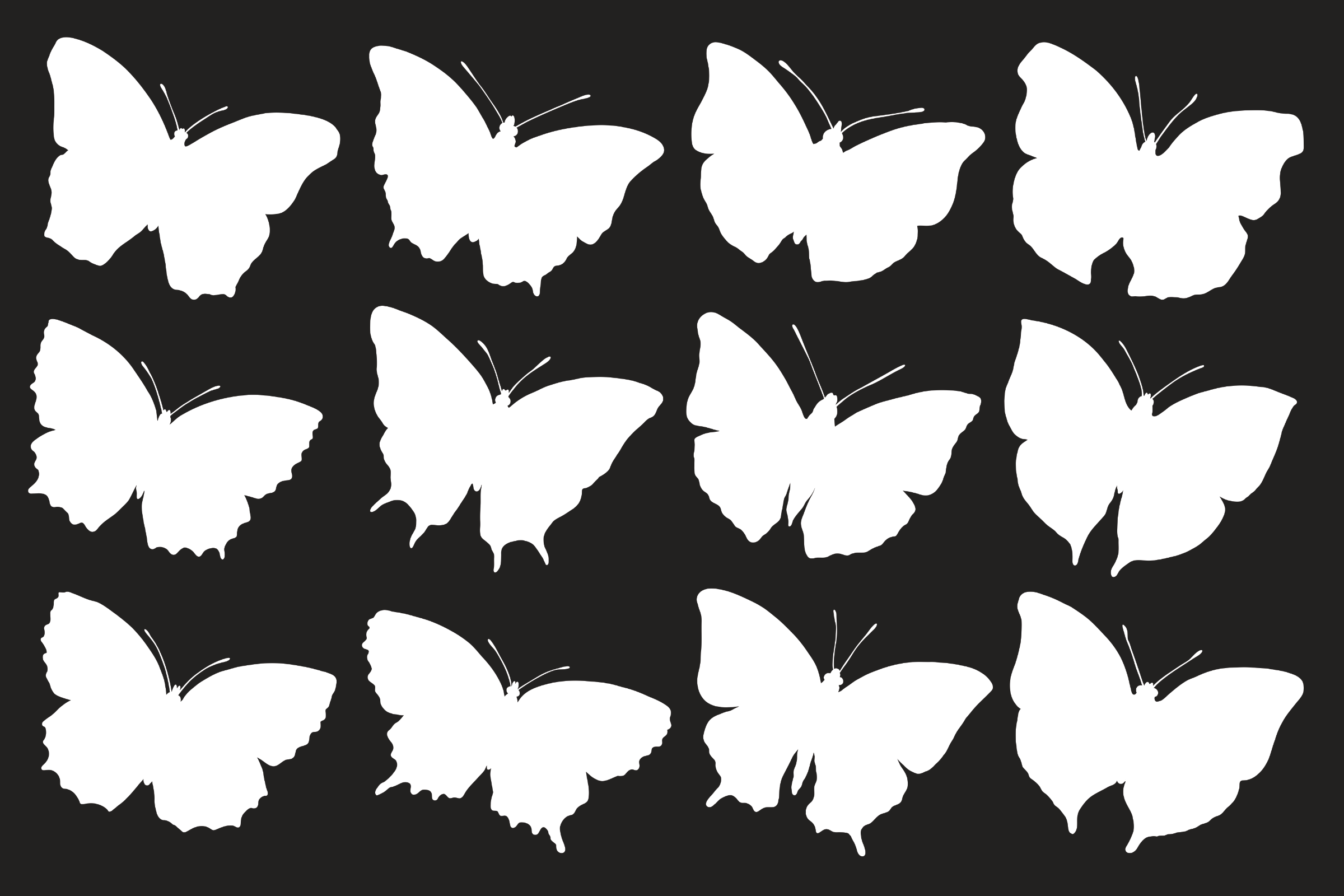 Open Wing Butterfly Silhouettes (2/3)