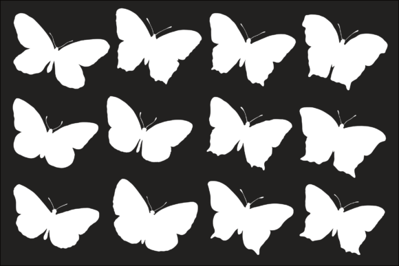 Open Wing Butterfly Silhouettes (3/3)