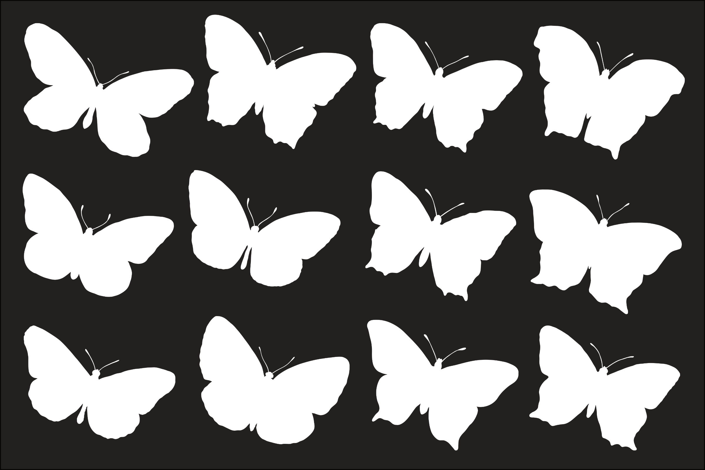 Open Wing Butterfly Silhouettes (3/3)