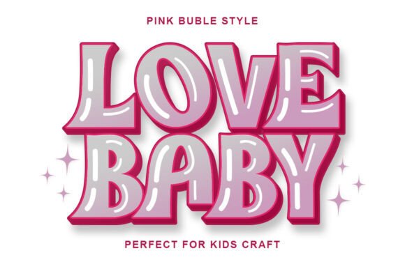 Pink Buble Font PNG with transparent background - Preview 2
