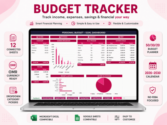 Pink Budget Tracker Excel Template