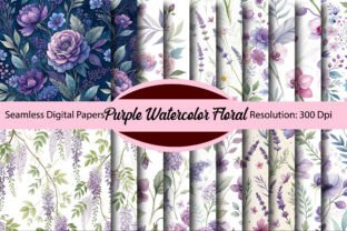 Purple Watercolor Floral Digital Paper Graphic by Colourful · Creative ...