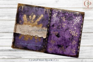 Purple and Gold Junk Pages Junk Journal Graphic by CozyPrint Studio Co ...