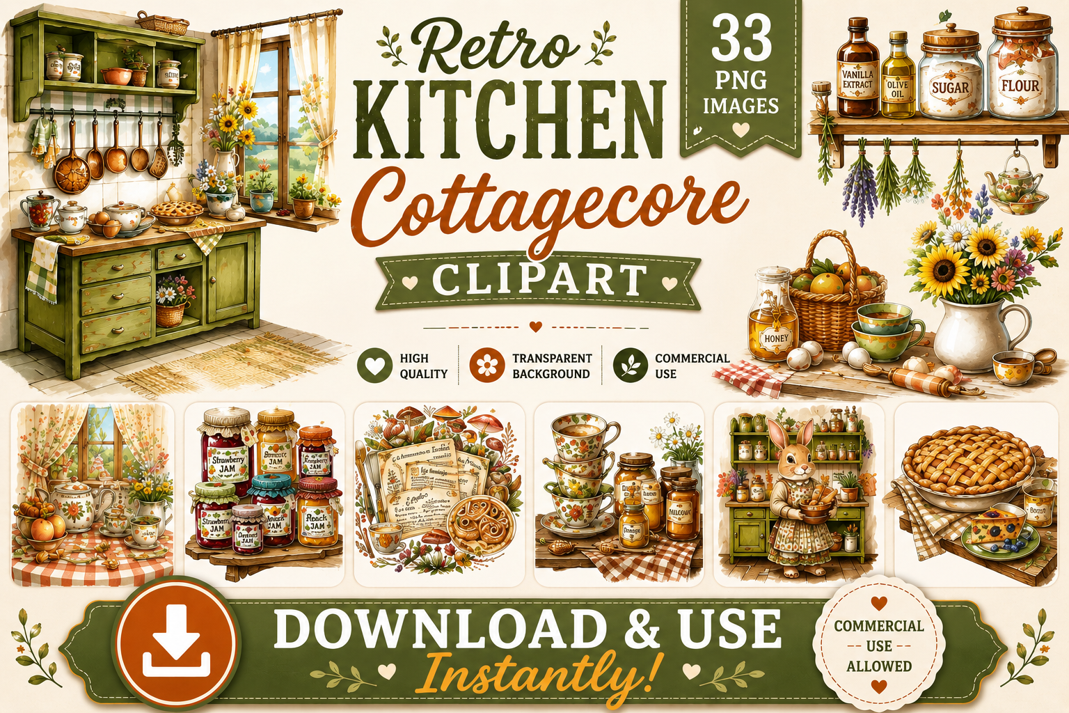 Retro Cottagecore Kitchen Clipart