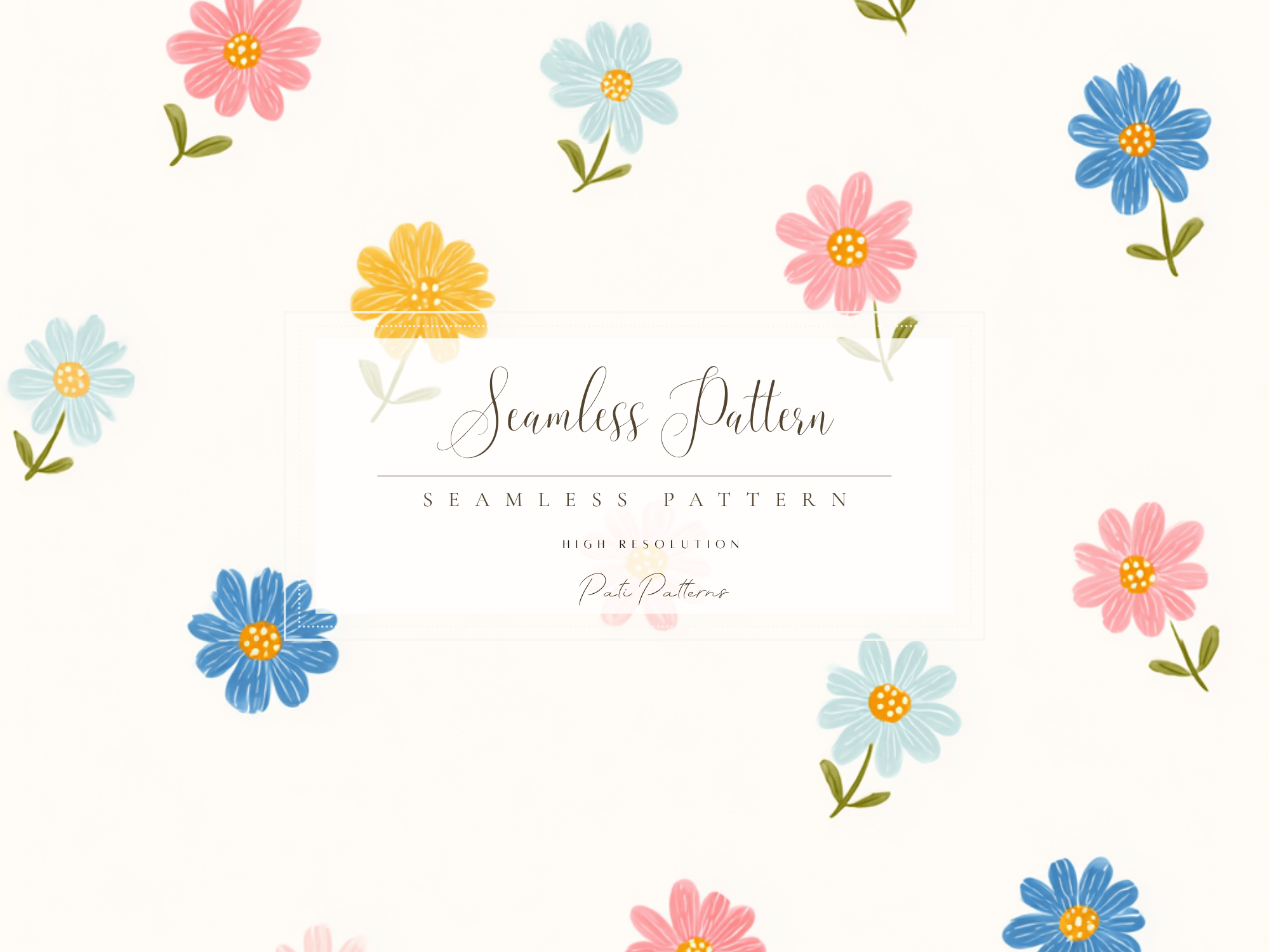 Retro Floral Seamless Pattern PNG