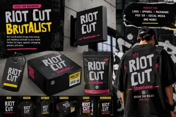 Riot Cut Brutalist Font PNG with transparent background - Preview 1