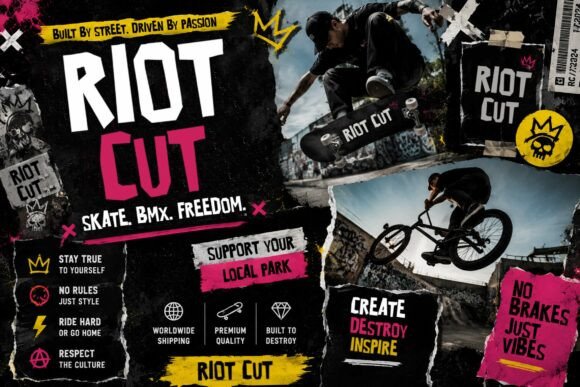 Riot Cut Brutalist Font PNG with transparent background - Preview 2