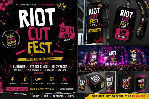 Riot Cut Brutalist Font PNG with transparent background - Preview 3