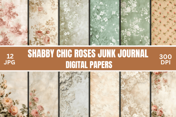 Shabby Chic Roses Junk Journal Pages Graphic Backgrounds By Creative River