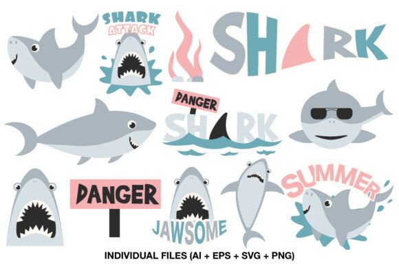 Shark Party Clipart for Kids Birthday