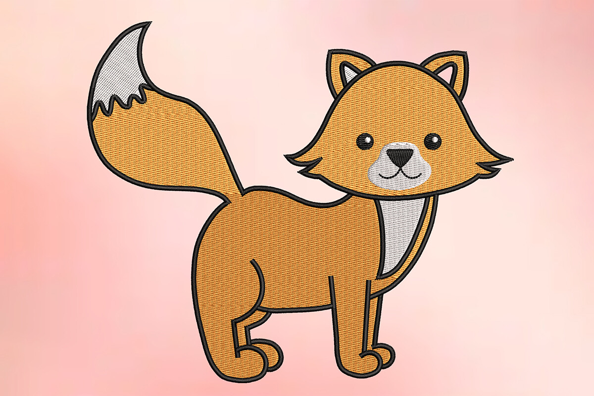 Standing Fox Embroidery Design