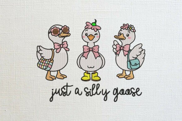 Three Silly Geese Animal Quotes Embroidery Design By wick john