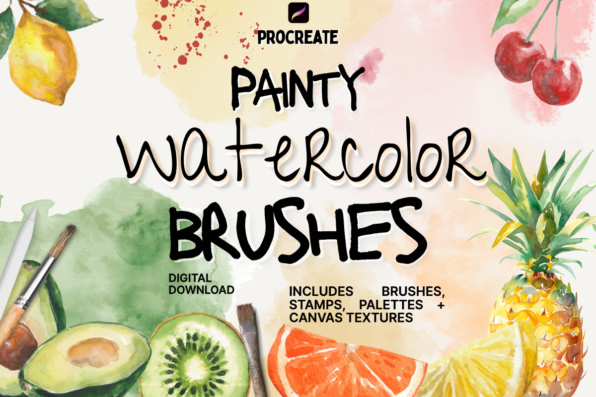Watercolor Procreate Brush Set soft washes digital watercolor illustrations