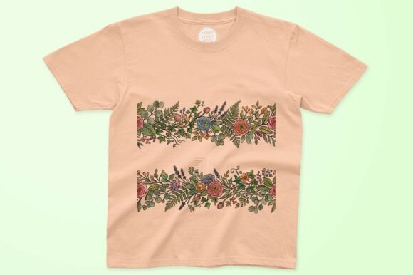 Wildflower and Leaf Border Seamless Illustration Artisanat Par designcrafts