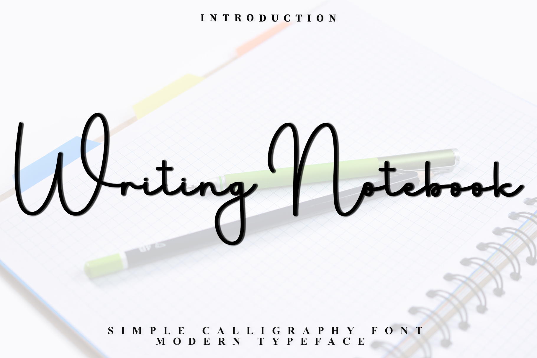 Writing Notebook preview - casual handwriting font for planners and journals