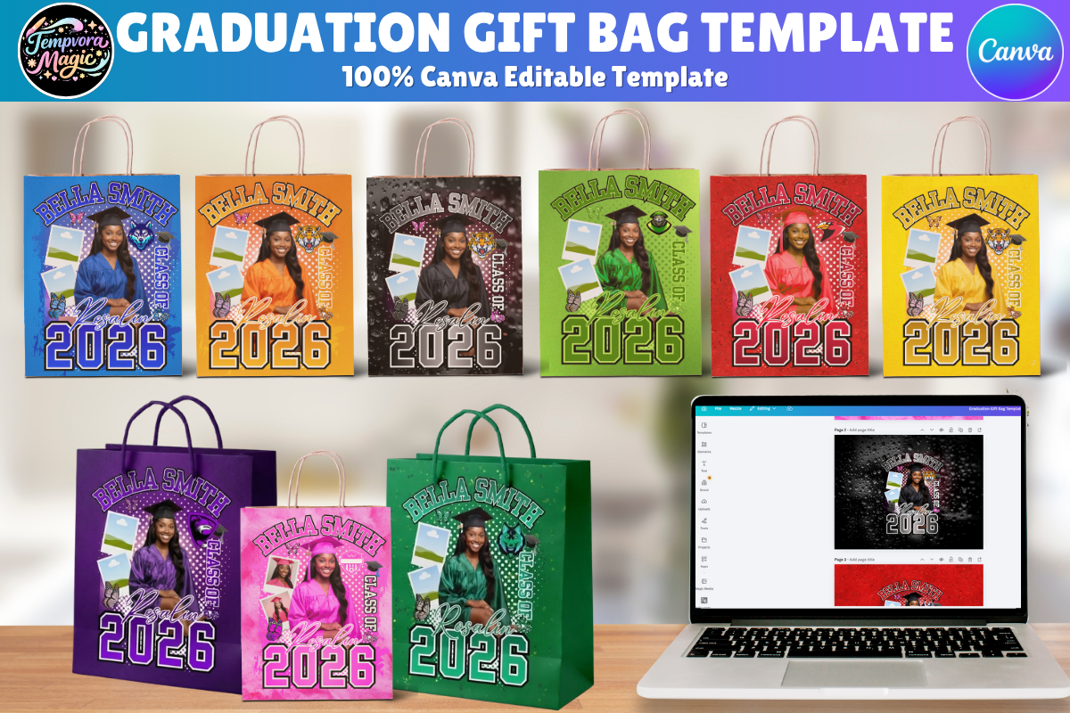 10 Graduation Gift Bags Templates Bundle Graphic by Tempvora Magic ...