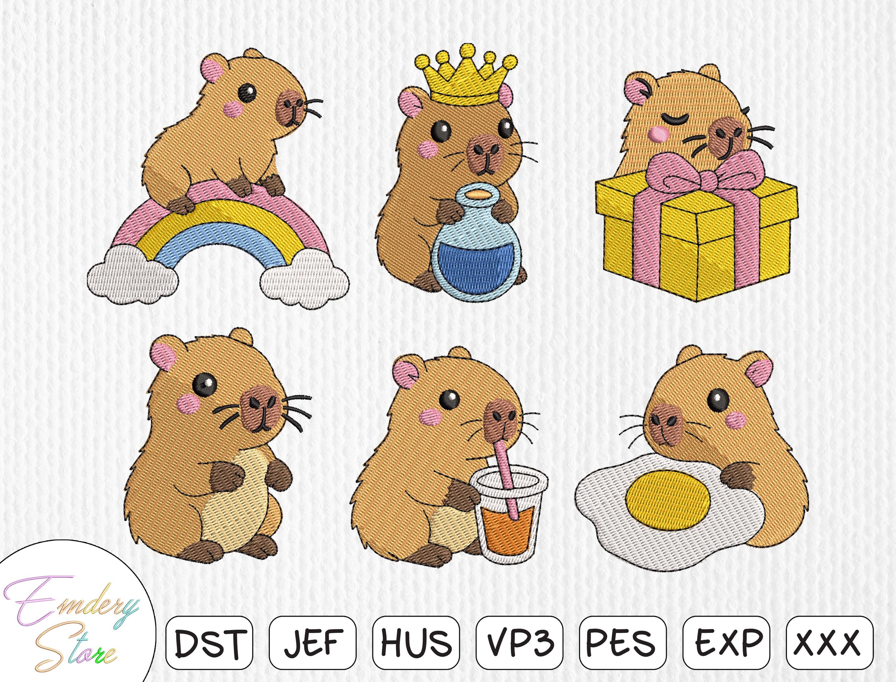 Adorable Capybara Embroidery Design Set