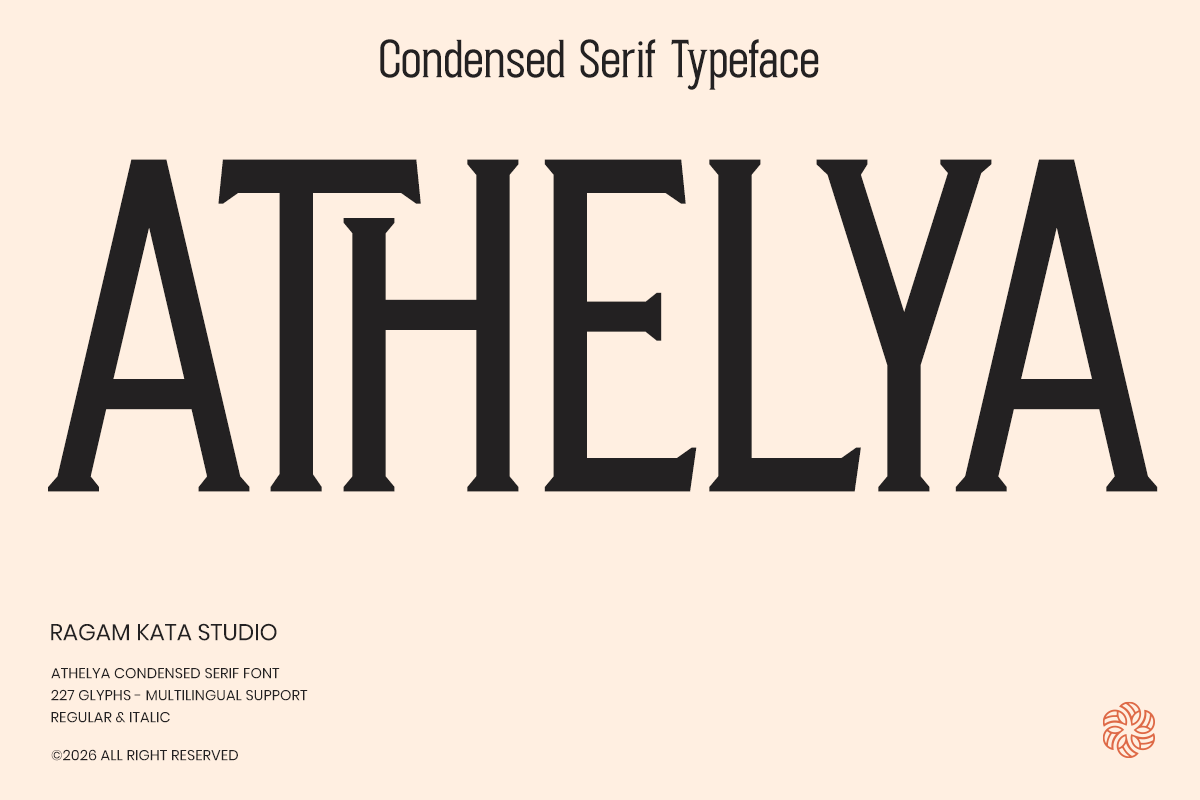 Athelya preview - refined condensed serif typeface