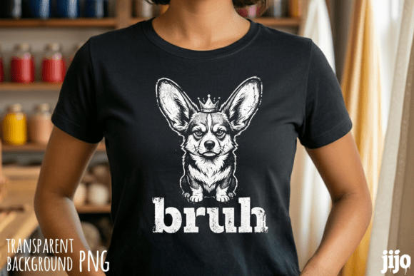 Corgi wearing royal crown PNG for funny corgi dad mug and tumbler design