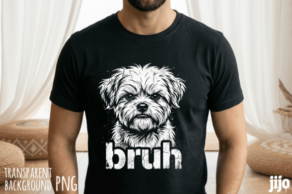 Bruh dog humorous puppy PNG meme design for shirts and mugs