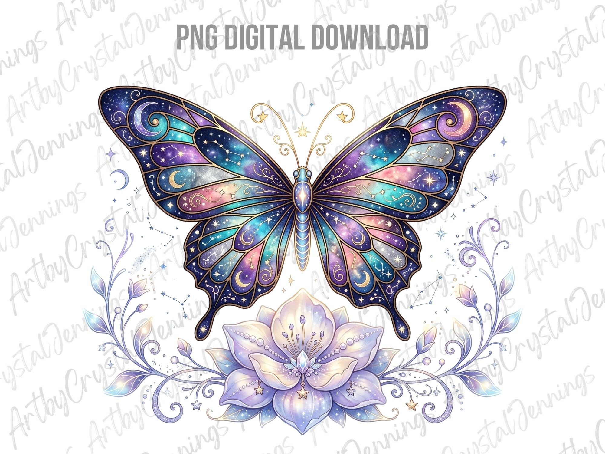 Celestial Galaxy Butterfly Clipart PNG