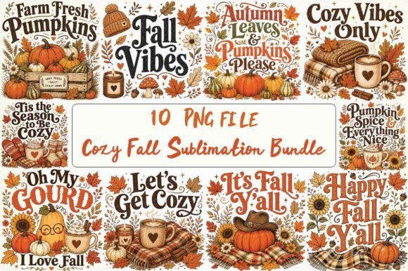Cozy Fall Sublimation Bundle Graphic T-shirt Designs By Dream Print