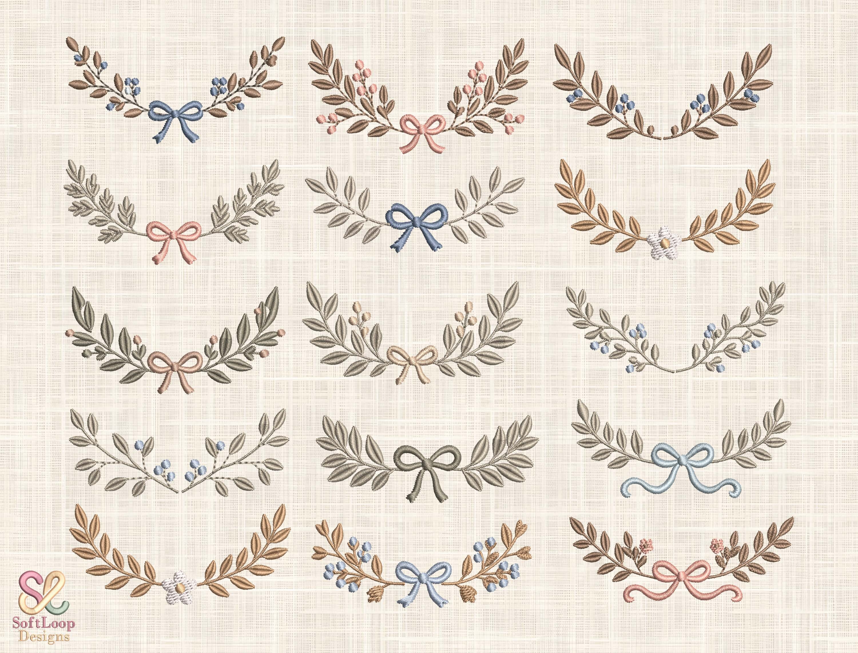 Custom Floral Wreath Embroidery Bundle
