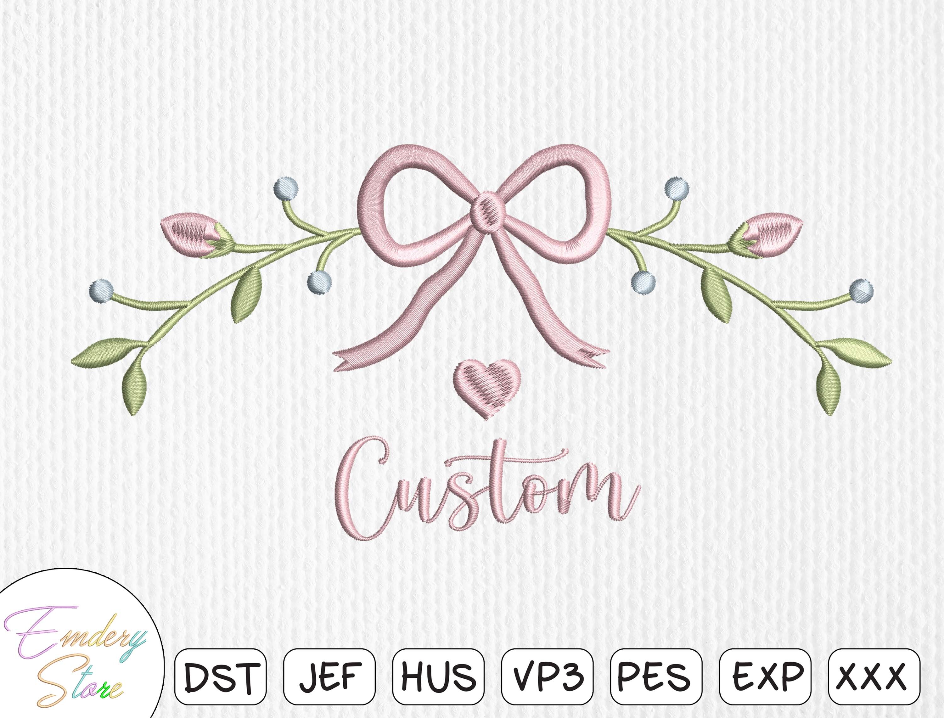 Customizable Floral Bow Embroidery File
