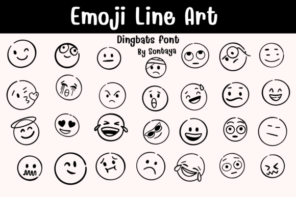 Preview of Emoji Line Art dingbat font