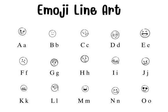 Emoji Line Art Font PNG with transparent background - Preview 1