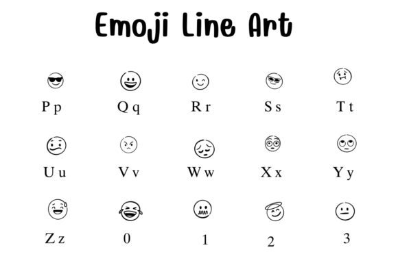 Emoji Line Art Font PNG with transparent background - Preview 2
