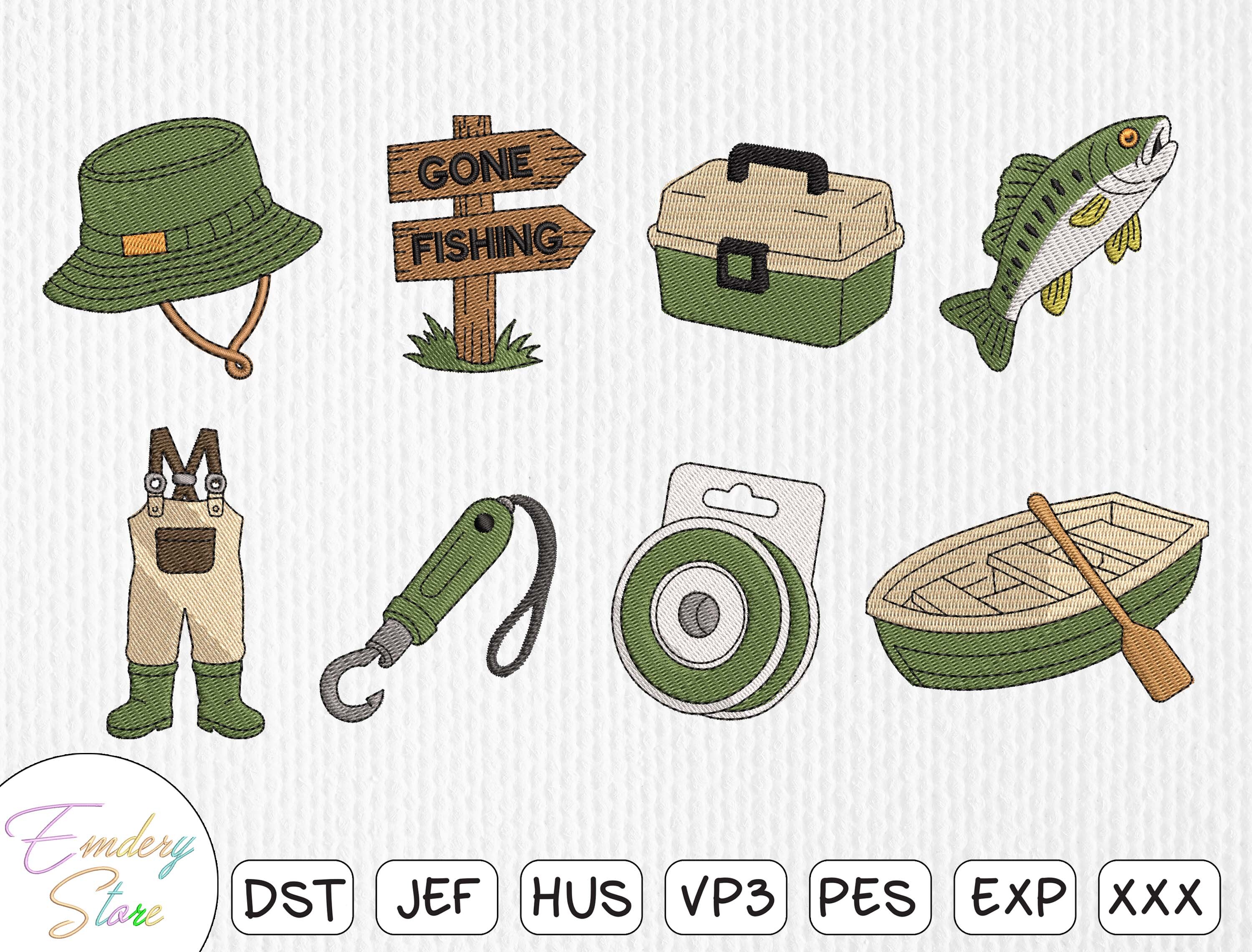 Fishing & Angler Embroidery Design Set