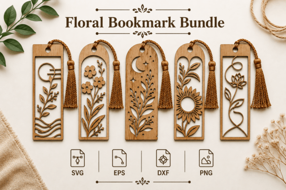Floral Bookmark SVG Laser Cut Bundle