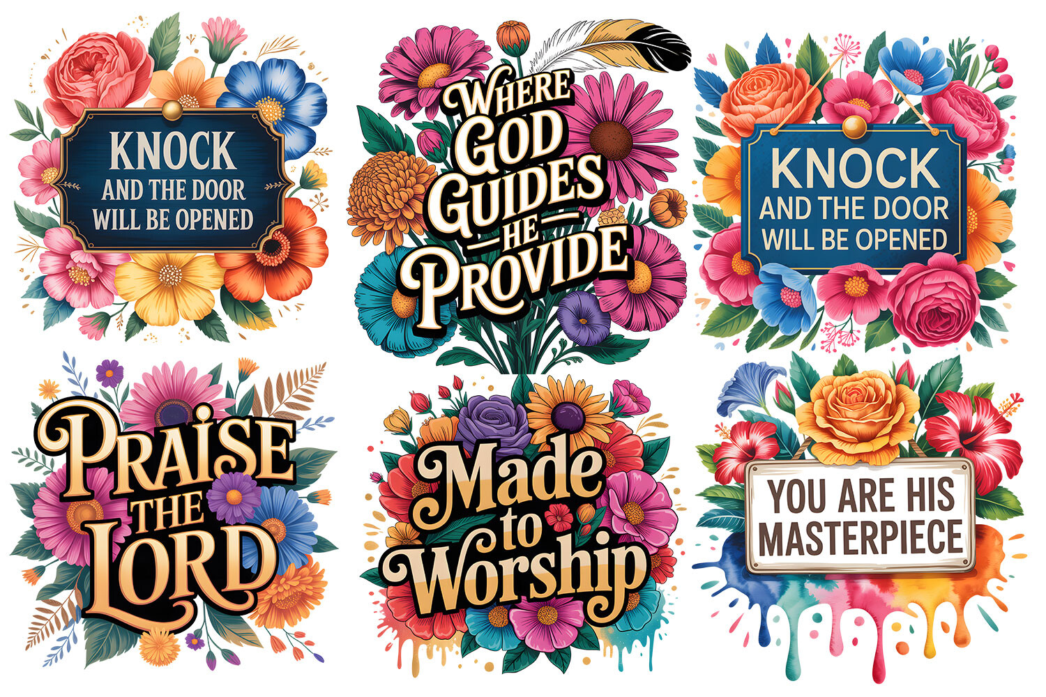 Floral Christian PNG Bundle Graphic by Retro Art · Creative Fabrica