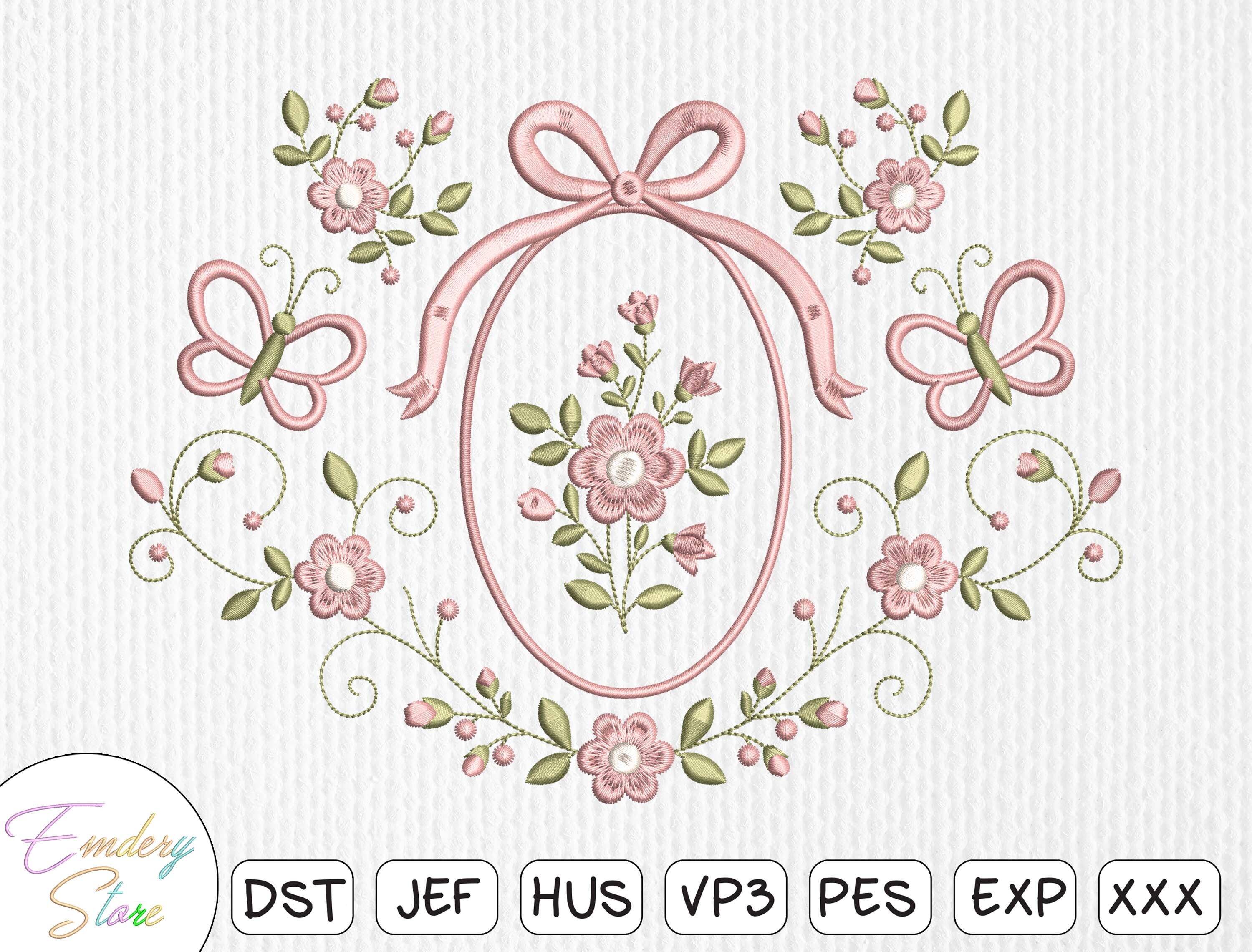 Floral Oval Frame Embroidery