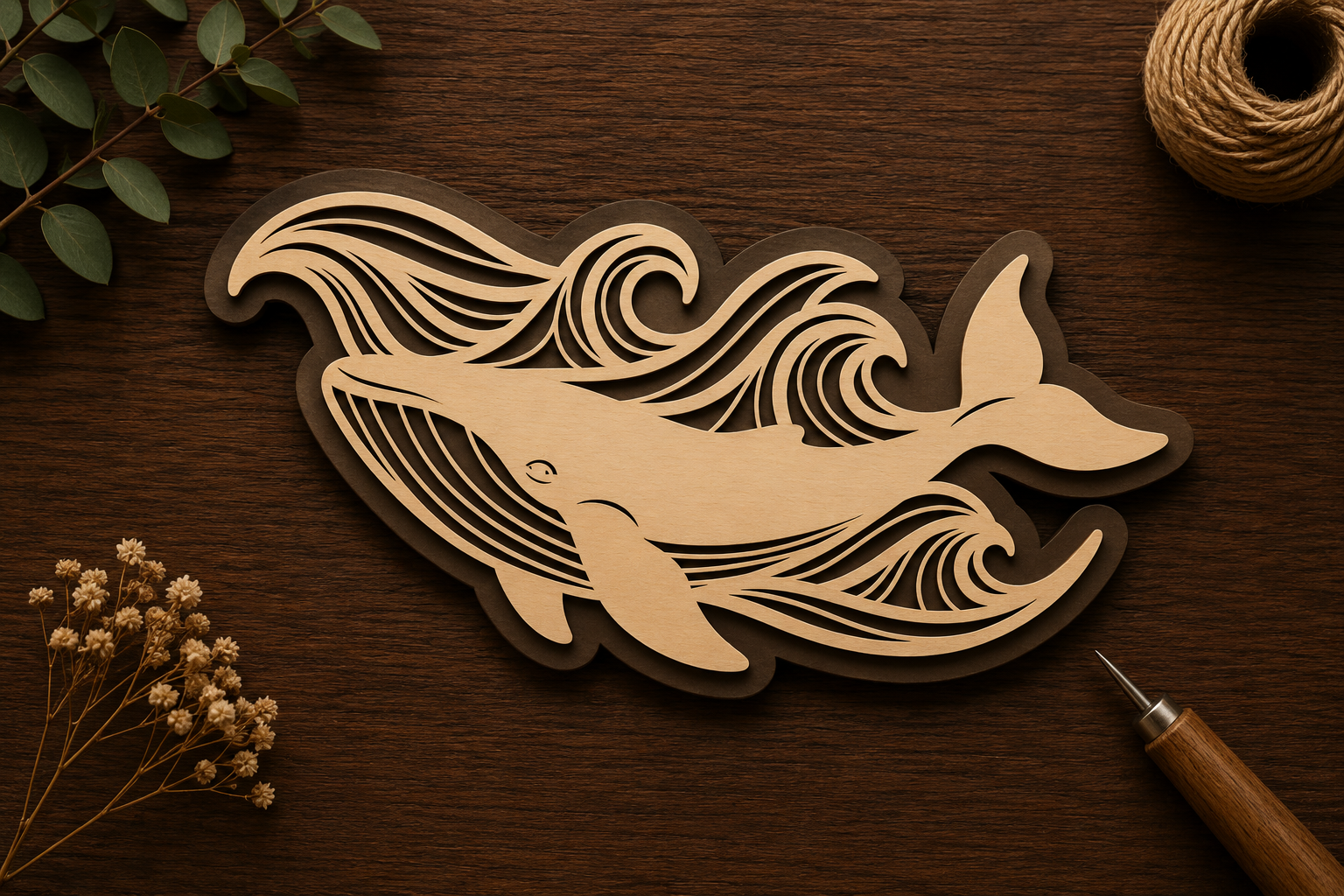 Flowing Whale Wave Laser Cut Svg File · Creative Fabrica