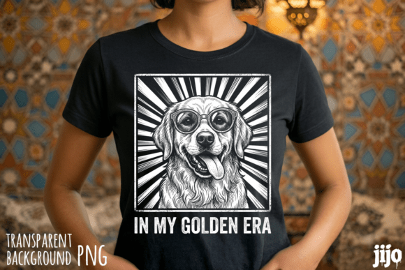 Golden Retriever with glasses funny PNG for dog dad mugs and tees