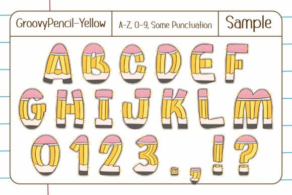 Groovy Pencil Font PNG with transparent background - Preview 2