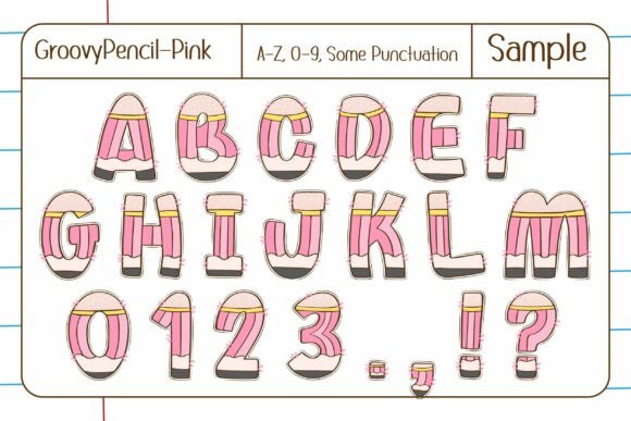 Groovy Pencil Font PNG with transparent background - Preview 3