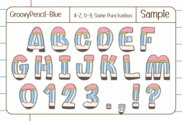 Groovy Pencil Font PNG with transparent background - Preview 4
