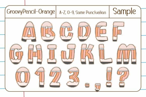 Groovy Pencil Font PNG with transparent background - Preview 5