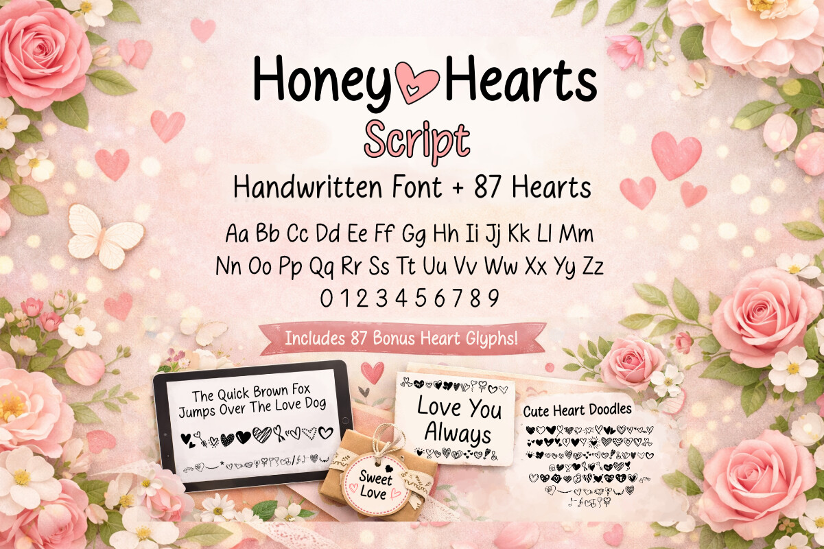Honey Hearts Script is a Romantic Handwr