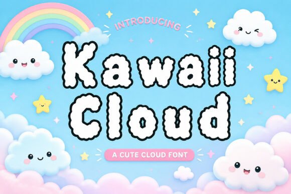 Kawaii Cloud Display Font By Bundle