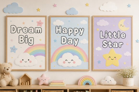Kawaii Cloud Font PNG with transparent background - Preview 2