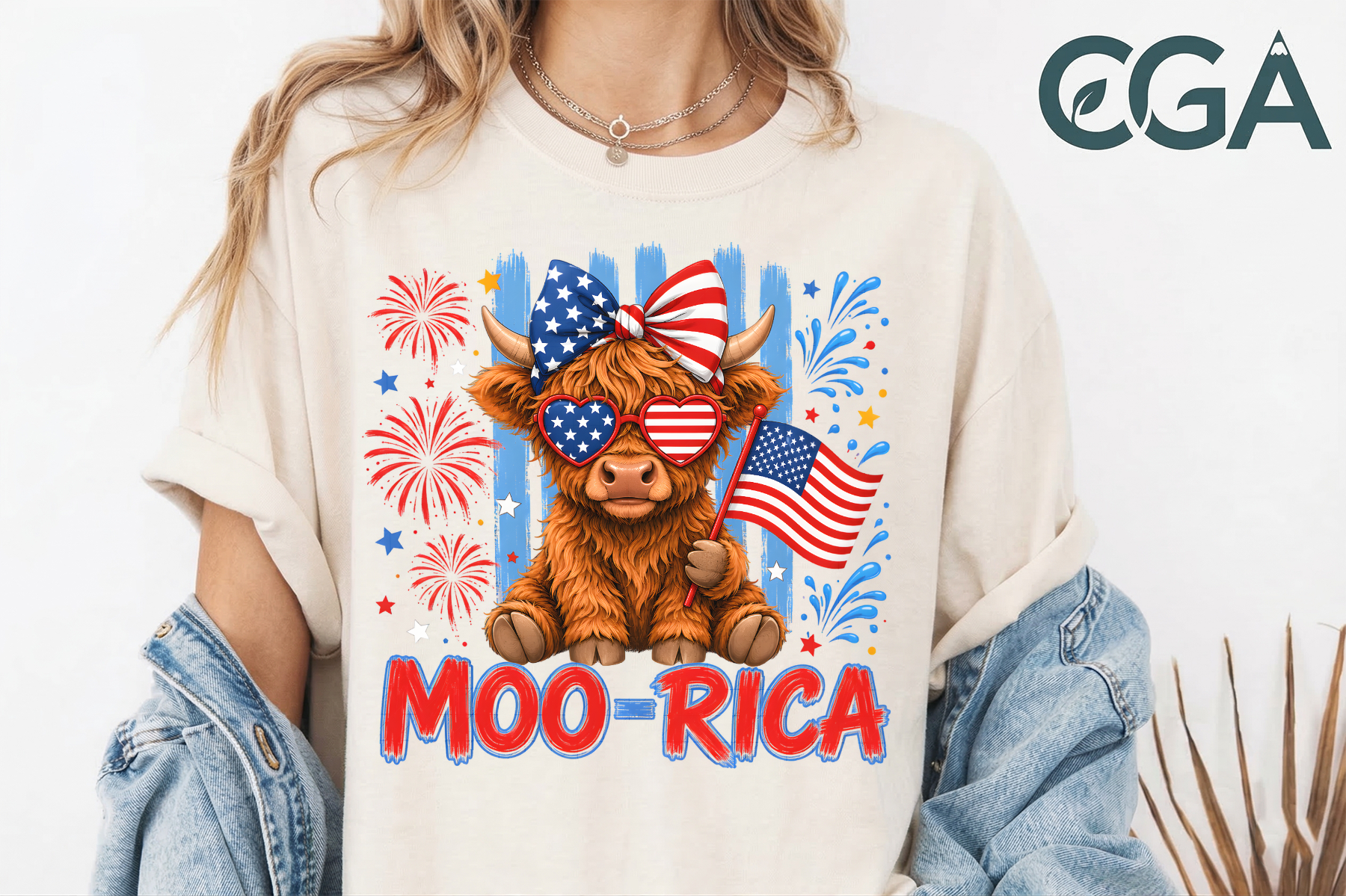 Moo Rica Patriotic Highland Cow PNG Graphic by cookgraphicart ...