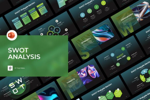 Preview of SWOT Analysis PowerPoint Template business report presentation template