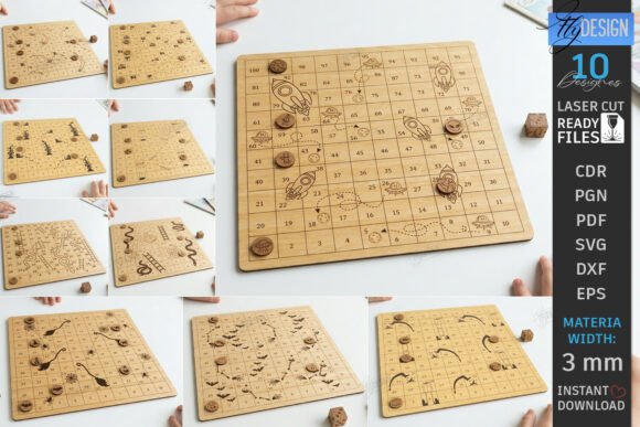 Snakes and Ladders Game Board Laser Set Corte con Láser Por flydesignsvg