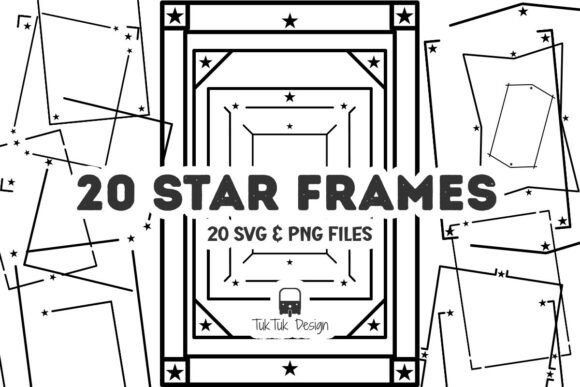 ⭐ Star Frame Border SVG PNG Bundle